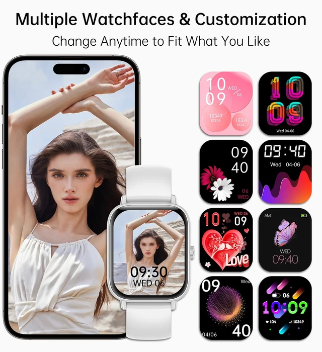 Alt view image 6 of 7 - Smart Watch for Women Men (Answer/Make Call), Fitness Tracker, 1.83" HD Screen with 24-Hour Heart Rate/Sleep Monitor, IP68 Waterproof, 130+ Sports Modes, Smartwatch for Android iOS, White