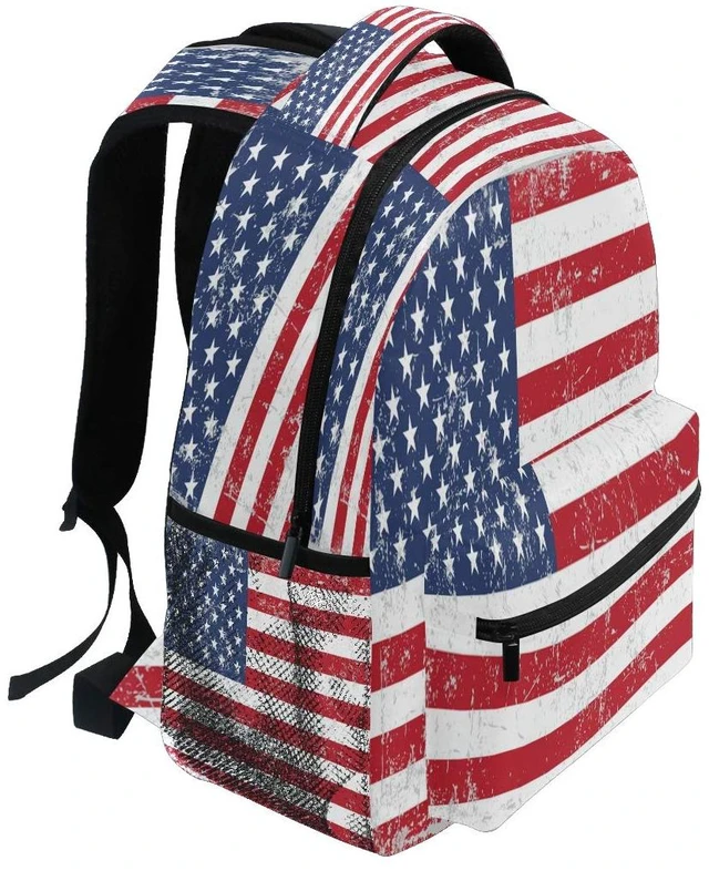Alt view image 2 of 7 - Vintage American Flag Backpack for Boys Girls Teens, College Backpack School Bag Lightweight Bookbag Travel Laptop Casual Daypack