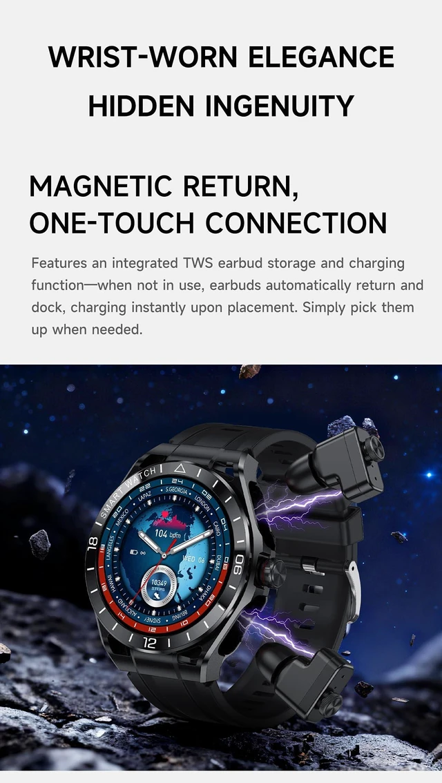 Alt view image 4 of 7 - Smart Watch with Earbuds,Round 1.52'' Touch Screen,Modern Watches for Men Women,Headphones Combo(Answer/Calls),Fitness Tracker with Sleep Monitor, 100+ Sports Modes,for iPhone & Android