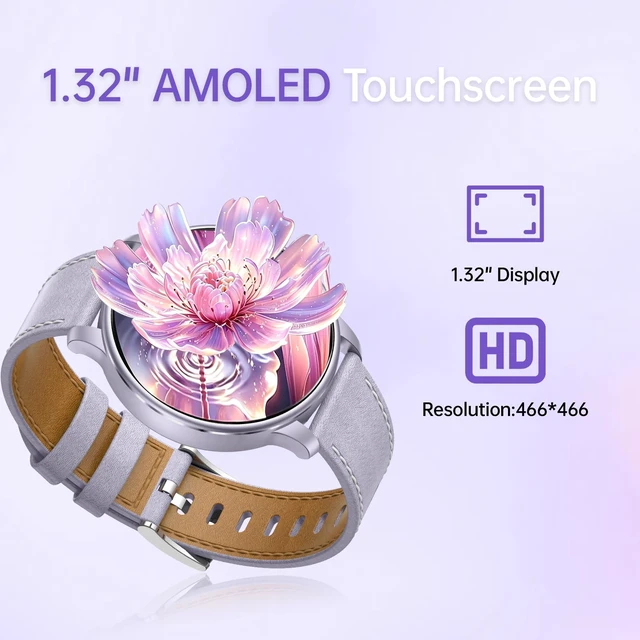Alt view image 6 of 7 - Smart Watch for Women, AMOLED Bluetooth Call Fitness Tracker GPS Smartwatch with Heart Rate, Sleep, SpO2 & Female Health Monitoring, 3ATM Waterproof, Compatible with iPhone Android