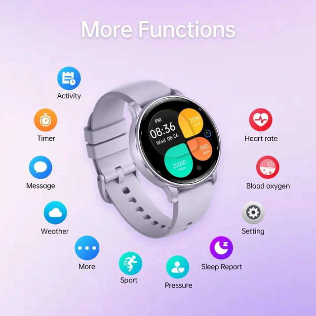 Alt view image 7 of 7 - Smart Watch for Women, AMOLED Bluetooth Call Fitness Tracker GPS Smartwatch with Heart Rate, Sleep, SpO2 & Female Health Monitoring, 3ATM Waterproof, Compatible with iPhone Android