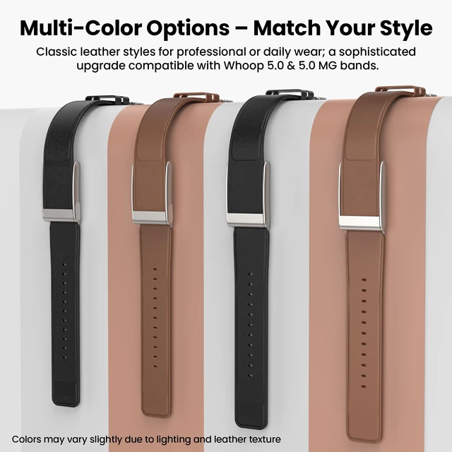 Alt view image 5 of 7 - Leather Band Compatible with Whoop 5.0 & MG Band Strap for Men Women Premium Genuine Leather Rugged Durable Replacement Wristbands Straps for Whoop 5.0 Bands Not Compatible with Gen 4