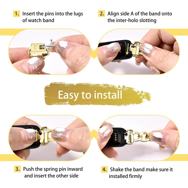 Alt view image 2 of 6 - Metal Chain Band Compatible with Fitbit Inspire 3 Bands, Adjustable Stainless Steel Straps Replacement for Fitbit Inspire 3 Bands for Women Men