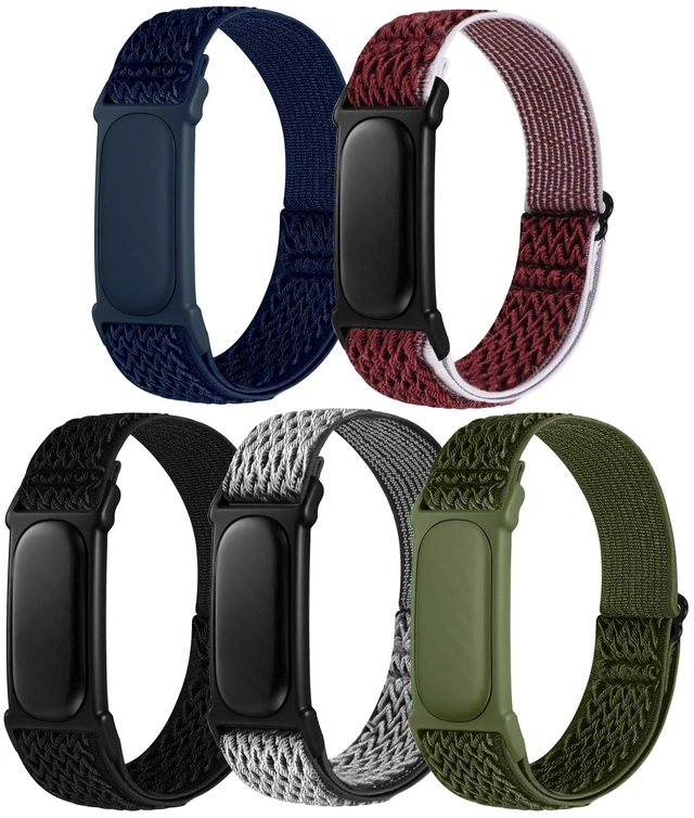 Main image of Elastic Bands Compatible with Google Fitbit Air Watch Bands, 5 Pack Adjustable Nylon Loop Sport Straps Replacement Wristband for Fitbit Air Women Men