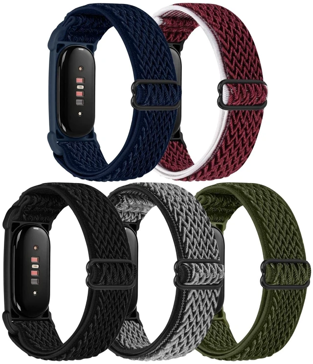 Alt view image 2 of 7 - Elastic Bands Compatible with Google Fitbit Air Watch Bands, 5 Pack Adjustable Nylon Loop Sport Straps Replacement Wristband for Fitbit Air Women Men