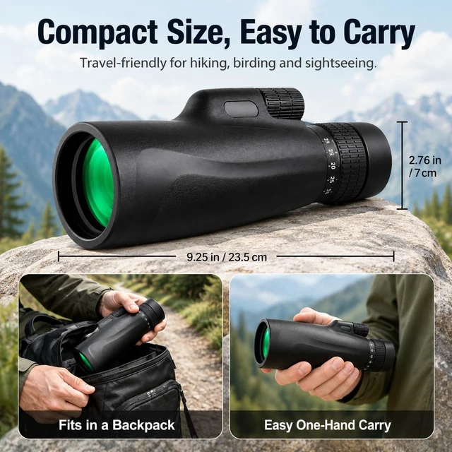 Alt view image 2 of 7 - 10-30x52 HD Zoom Monocular Telescope for Adults with tripod phone adapter & carrying bag low light vision great for bird watching hunting concerts