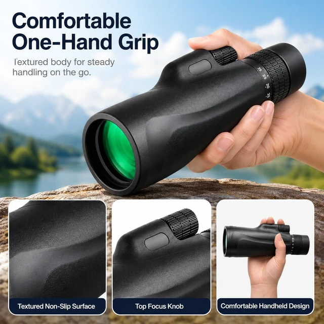 Alt view image 6 of 7 - 10-30x52 HD Zoom Monocular Telescope for Adults with tripod phone adapter & carrying bag low light vision great for bird watching hunting concerts