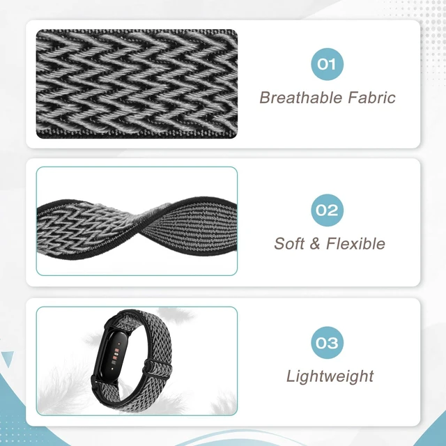 Alt view image 5 of 7 - Elastic Bands Compatible with Google Fitbit Air Watch Bands, 5 Pack Adjustable Nylon Loop Sport Straps Replacement Wristband for Fitbit Air Women Men