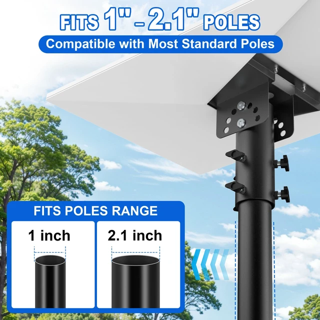 Alt view image 3 of 6 - Starlink Standard 4/4X /Gen 3 Adjustable Pipe Adapter, Fits 1"-2.1" Poles 180°Tilt & 360°Rotate, Wind-Resistant, Optimal Signal, Easy Installation for Homes, Roof, Wall, Backyard, RVs & More