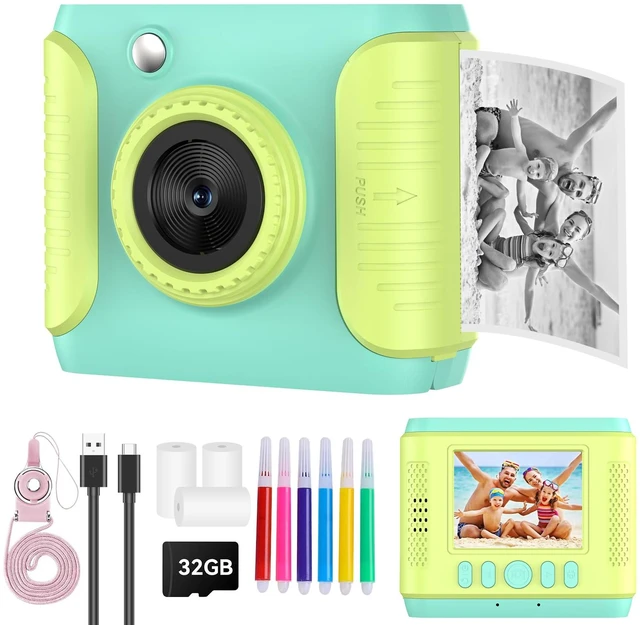 Main image of Kids Instant Print Camera,Christmas Birthday Gifts for Girls and Boys,1080P HD Video Digital Kids Camera with Print Paper&32G Card,Toddler Toy for 3-14 Years Old (Green)