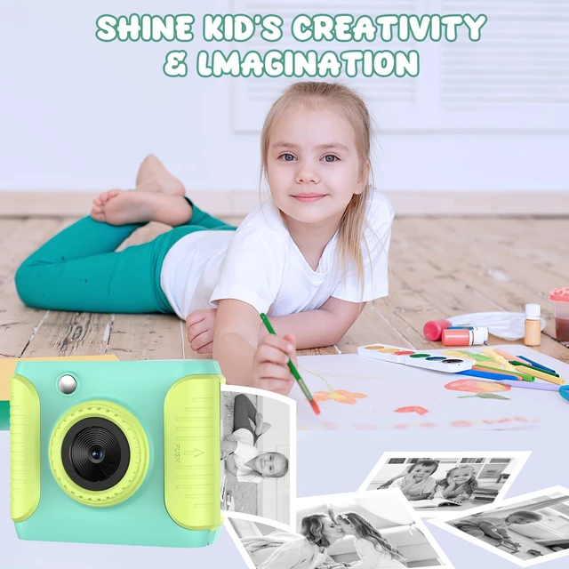 Alt view image 7 of 7 - Kids Instant Print Camera,Christmas Birthday Gifts for Girls and Boys,1080P HD Video Digital Kids Camera with Print Paper&32G Card,Toddler Toy for 3-14 Years Old (Green)