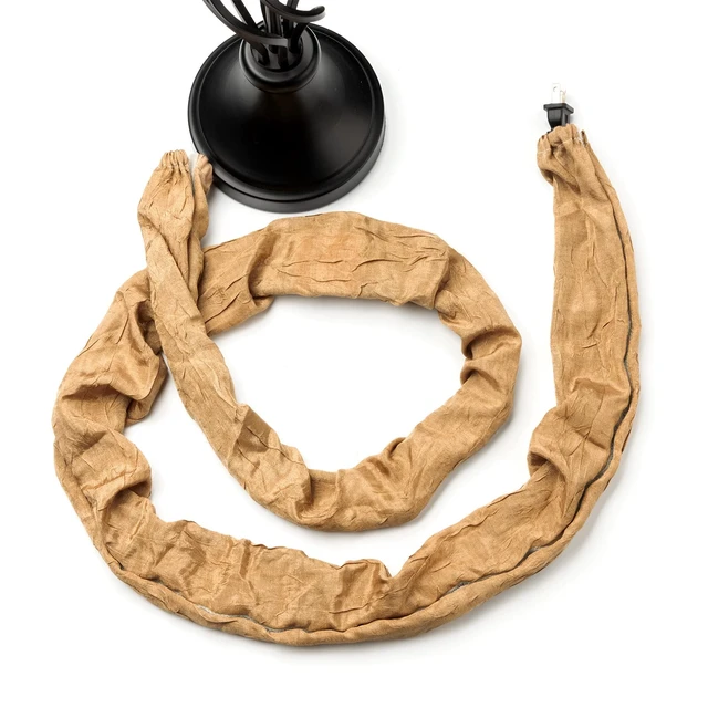 Alt view image 2 of 6 - ELFCAB Fabric Cord Cover Chandelier Cord Cover & Chain Cover 2 Pack 6 Feet Use for Chandelier Lamps Pendant Lighting and Wires Easy to Install Fabric Cord Covers Brown Dark Tan