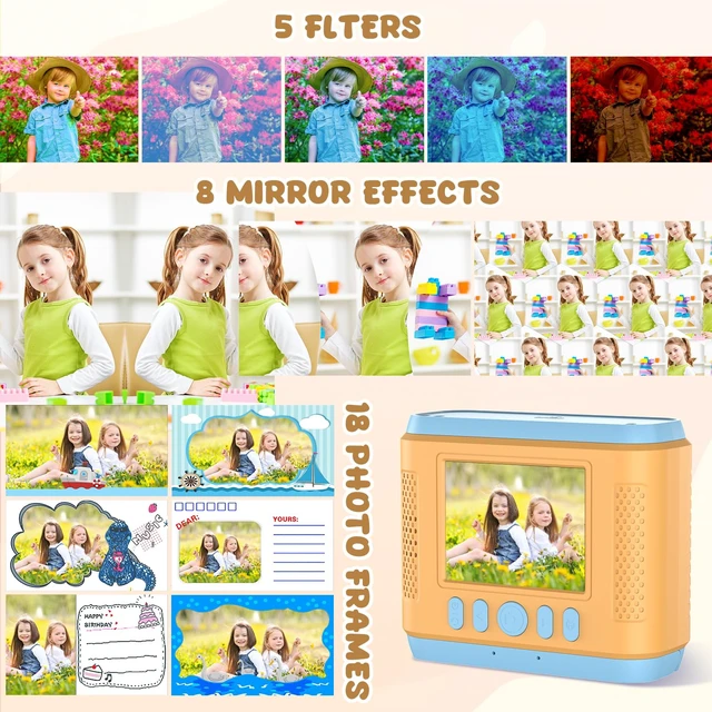 Alt view image 2 of 7 - Kids Instant Print Camera,Christmas Birthday Gifts for Girls and Boys,1080P HD Video Digital Kids Camera with Print Paper&32G Card,Toddler Toy for 3-14 Years Old (Blue)