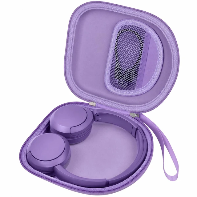 Main image of Hard Shell Headphone Case for Sony WH-CH520 and WH-1000XM4 Cationic Oxford Cloth, Mesh Pocket, for JBL Tune 720BT/510BT, Travel Storage for Gym and Office, Case Only, Beige