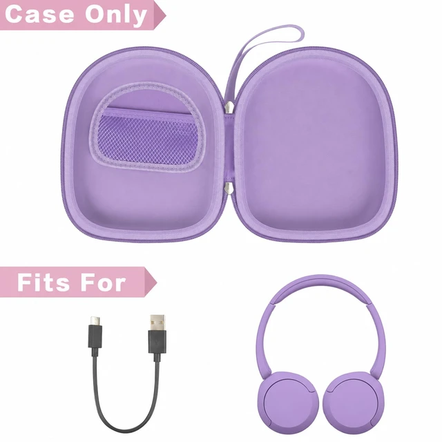 Alt view image 2 of 7 - Hard Shell Headphone Case for Sony WH-CH520 and WH-1000XM4 Cationic Oxford Cloth, Mesh Pocket, for JBL Tune 720BT/510BT, Travel Storage for Gym and Office, Case Only, Beige