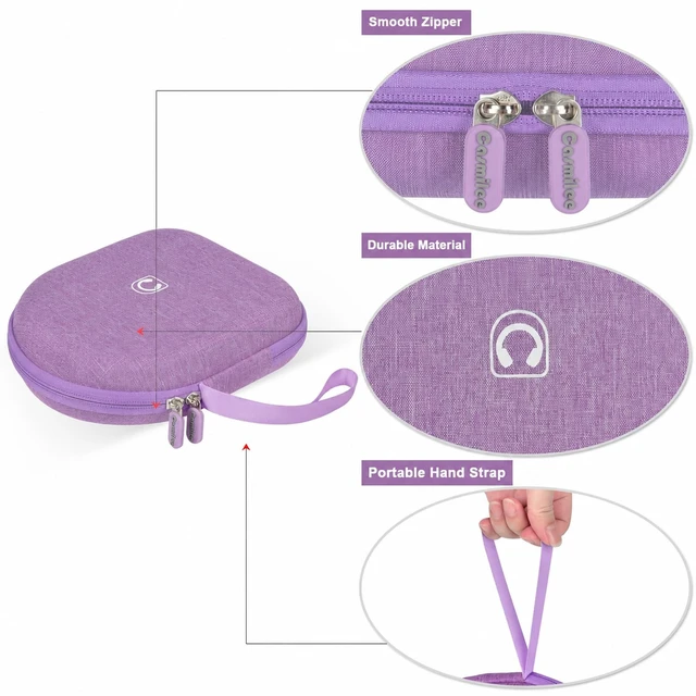 Alt view image 4 of 7 - Hard Shell Headphone Case for Sony WH-CH520 and WH-1000XM4 Cationic Oxford Cloth, Mesh Pocket, for JBL Tune 720BT/510BT, Travel Storage for Gym and Office, Case Only, Beige