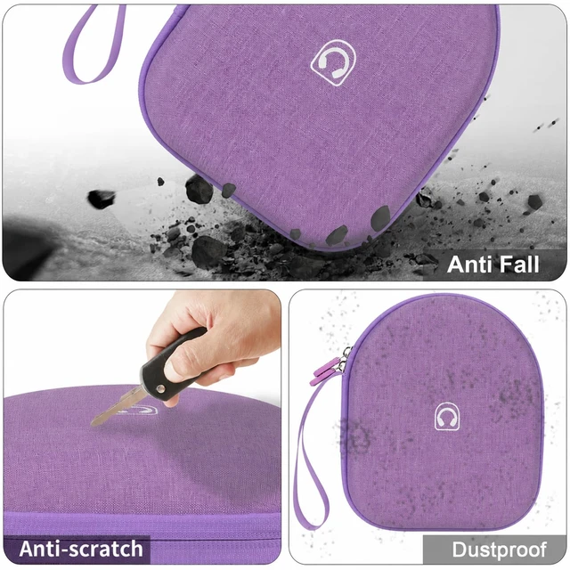 Alt view image 5 of 7 - Hard Shell Headphone Case for Sony WH-CH520 and WH-1000XM4 Cationic Oxford Cloth, Mesh Pocket, for JBL Tune 720BT/510BT, Travel Storage for Gym and Office, Case Only, Beige