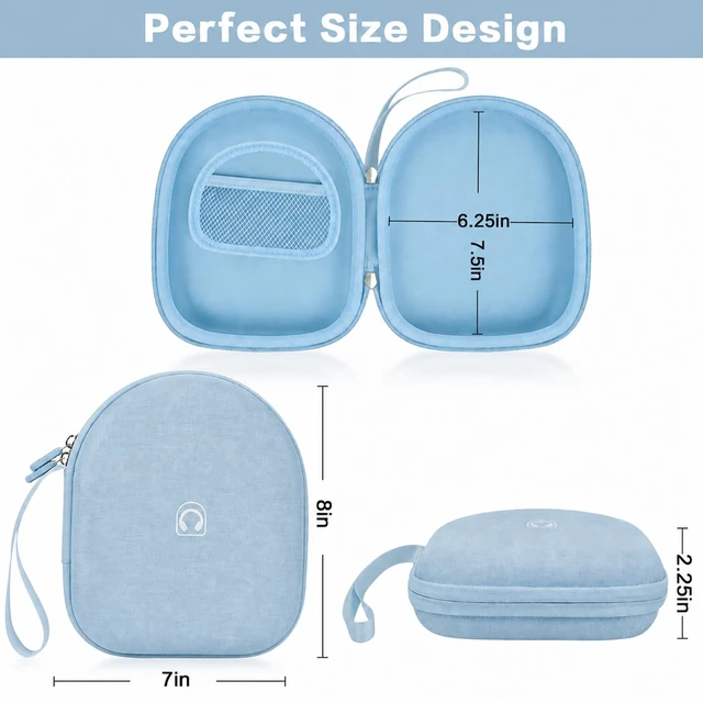Alt view image 3 of 7 - Hard Shell Headphone Case for Sony WH-CH520 and WH-1000XM4 Cationic Oxford Cloth, Mesh Pocket, for JBL Tune 720BT/510BT, Travel Storage for Gym and Office, Case Only, Beige