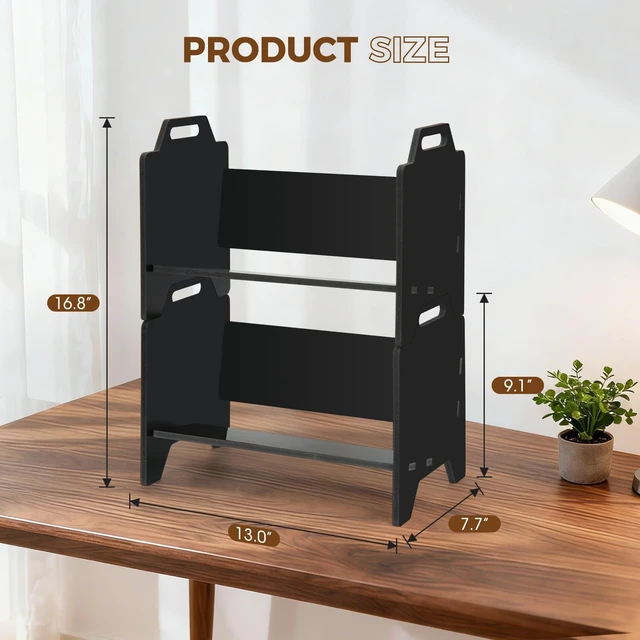 Alt view image 2 of 7 - 2 Pack Stackable CD Holder Organizer Rack, CD Storage Tower Shelf Holds up to 56 CD Cases, Jewel Case Display Stand Fit for Theatre Room - Black