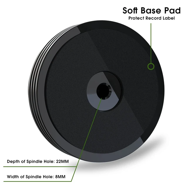 Alt view image 4 of 6 - Record Weight Stabilizer, 50Hz Vinyl Turntable Clamp,378G (13.3 OZ) Record Clamp Phono LP Disc Stabilizer Turntable Disc with Bubble Leveling for Vibration Balanced (Black)