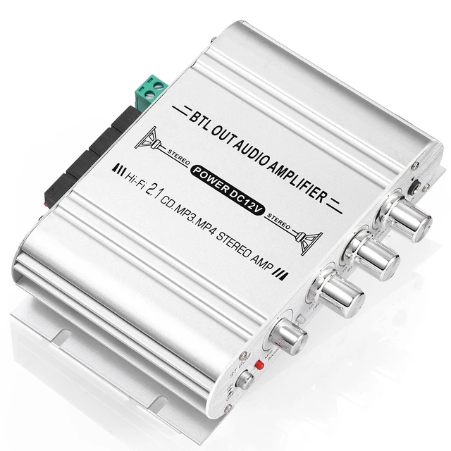 Alt view image 2 of 7 - ST-838 2.1 Channel Mini Amplifier, RMS 20Wx2 + 40W Sub Output Audio Amp for Passive Speakers & Desktop Audio Compact Stereo Receiver with RCA/AUX DC 12V Power Adapter Included