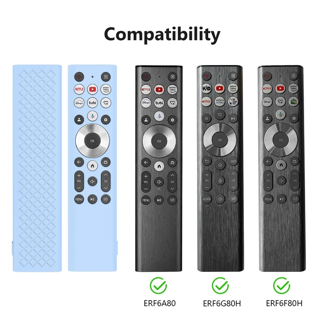 Alt view image 2 of 7 - ERF6A80 ERF6G80H ERF6F80H Voice Remote Cover for Hisense U6 U7 U8 U9 U6N U7N U8N U9N Series 4K Smart TV 2024 Case Silicone Protector Glow in Dark - Blue