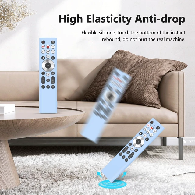 Alt view image 5 of 7 - ERF6A80 ERF6G80H ERF6F80H Voice Remote Cover for Hisense U6 U7 U8 U9 U6N U7N U8N U9N Series 4K Smart TV 2024 Case Silicone Protector Glow in Dark - Blue