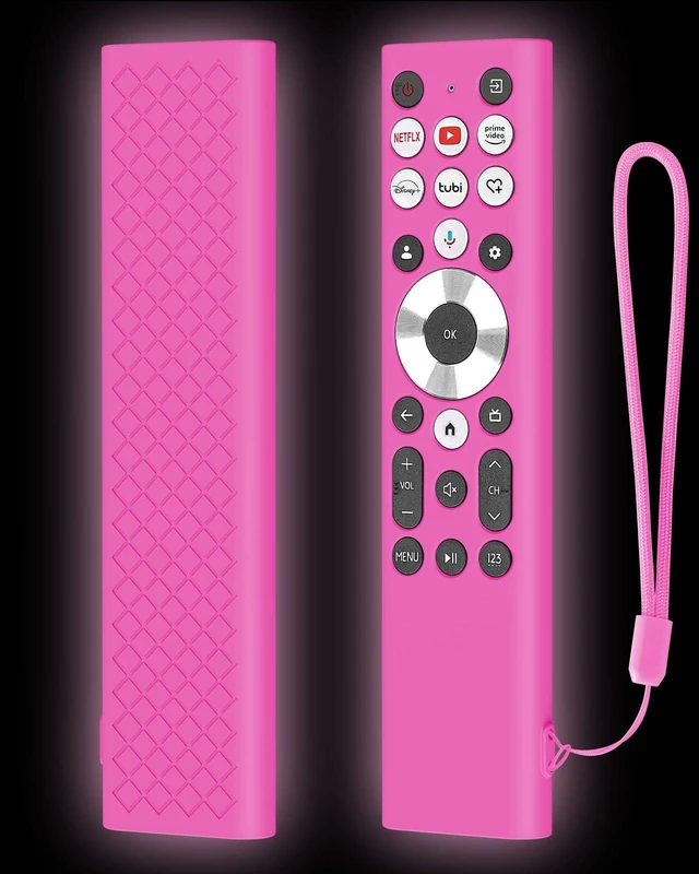 Main image of Cover for ERF6A80 ERF6G80H ERF6F80H Voice Remote for 2024 Hisense U6 U7 U8 U9 Series 4K Google Smart TV Case Silicone Protective Skin Glow in Dark - Pink