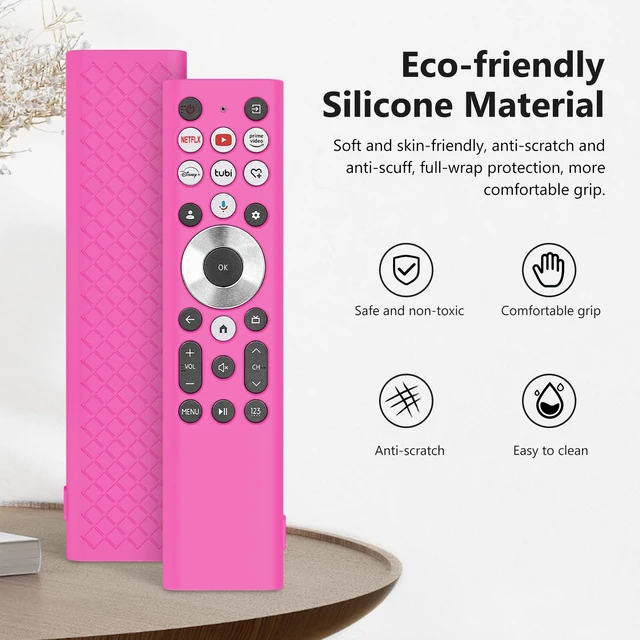 Alt view image 3 of 7 - Cover for ERF6A80 ERF6G80H ERF6F80H Voice Remote for 2024 Hisense U6 U7 U8 U9 Series 4K Google Smart TV Case Silicone Protective Skin Glow in Dark - Pink