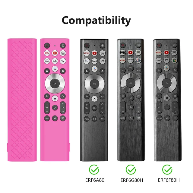 Alt view image 2 of 7 - Cover for ERF6A80 ERF6G80H ERF6F80H Voice Remote for 2024 Hisense U6 U7 U8 U9 Series 4K Google Smart TV Case Silicone Protective Skin Glow in Dark - Pink