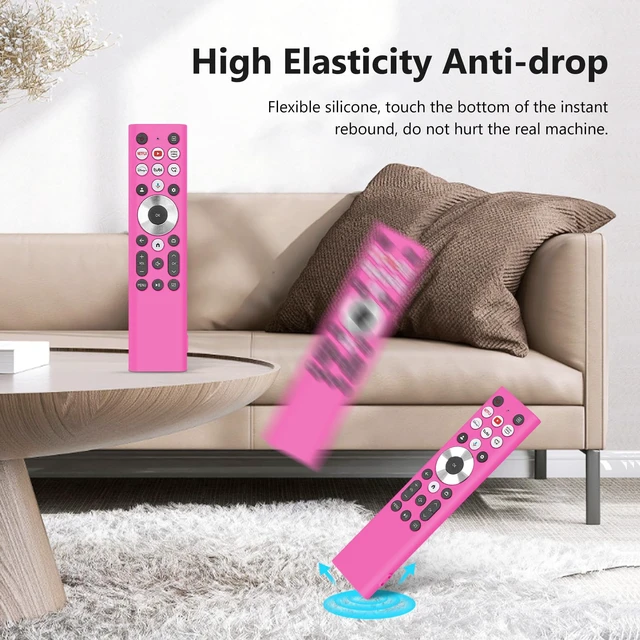 Alt view image 5 of 7 - Cover for ERF6A80 ERF6G80H ERF6F80H Voice Remote for 2024 Hisense U6 U7 U8 U9 Series 4K Google Smart TV Case Silicone Protective Skin Glow in Dark - Pink