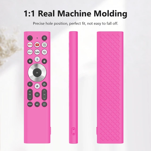 Alt view image 6 of 7 - Cover for ERF6A80 ERF6G80H ERF6F80H Voice Remote for 2024 Hisense U6 U7 U8 U9 Series 4K Google Smart TV Case Silicone Protective Skin Glow in Dark - Pink