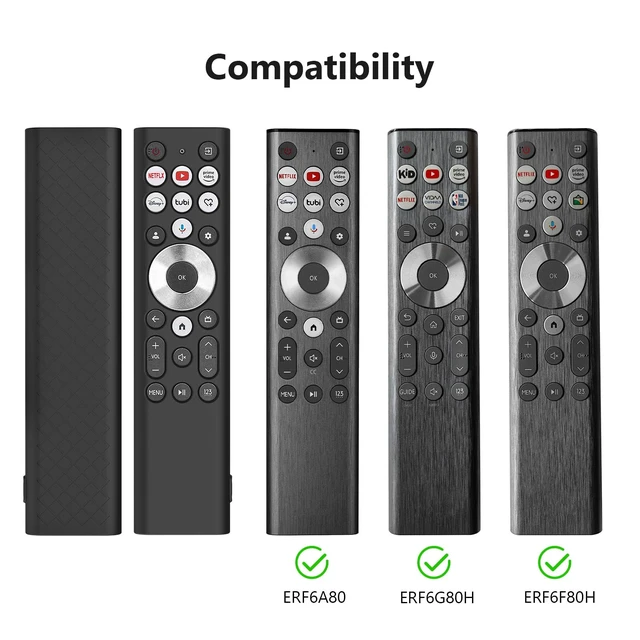 Alt view image 2 of 7 - ERF6A80 ERF6G80H ERF6F80H Cover for Hisense U6N U7N U8N U9N S7N Series 4K UHD Google Smart TV Remote Black Silicone Case