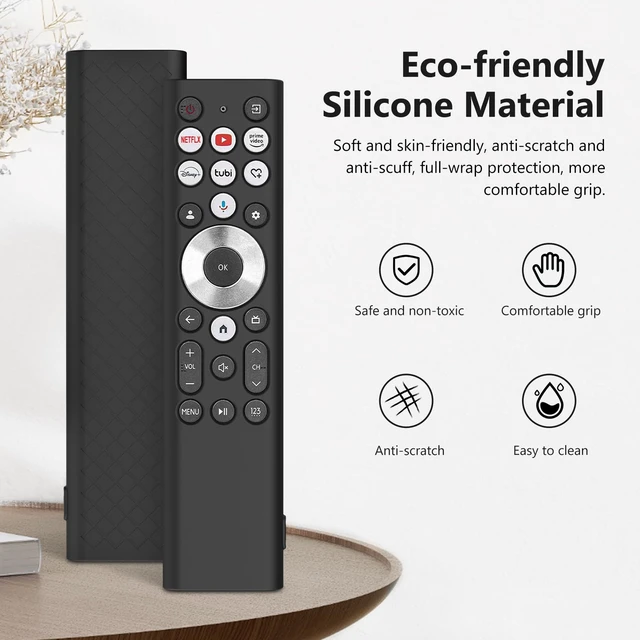 Alt view image 3 of 7 - ERF6A80 ERF6G80H ERF6F80H Cover for Hisense U6N U7N U8N U9N S7N Series 4K UHD Google Smart TV Remote Black Silicone Case