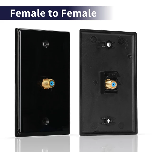 Alt view image 4 of 6 - 1 Port Coax Wall Plate,Black Glossy Coaxial Wall Plate, Pack of 2 3Ghz Gold-Plated F-Type Keystone Wall Jack for Coaxial Cable