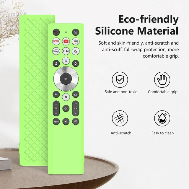Alt view image 3 of 7 - Glow Cover for ERF6A80 ERF6G80H ERF6F80H Voice Remote for Hisense U6 U7 U8 U9 Series 4K Smart TV 2024 Green Silicone Case - Lime Green