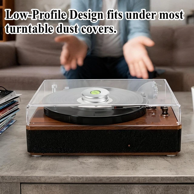 Alt view image 3 of 6 - Record Weight Stabilizer 315g(11oz) Silver with Level, Low Profile Turntable Weight Clamps for Record Player with Soft Base Pad, Fits Under Dust Cover of Turntable Vinyl Disc LP