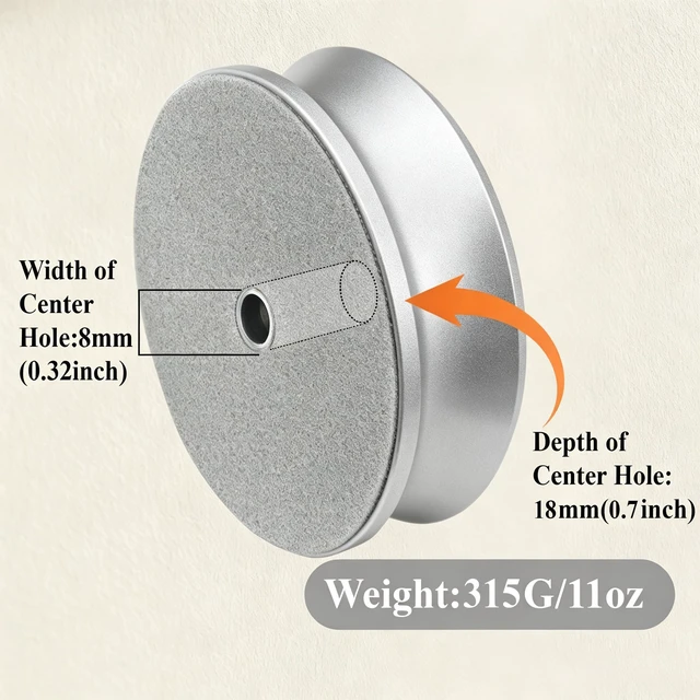 Alt view image 6 of 6 - Record Weight Stabilizer 315g(11oz) Silver with Level, Low Profile Turntable Weight Clamps for Record Player with Soft Base Pad, Fits Under Dust Cover of Turntable Vinyl Disc LP
