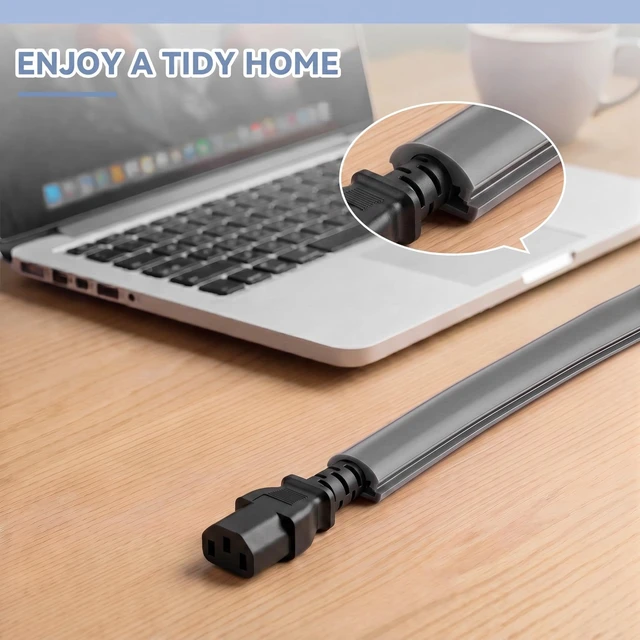 Alt view image 4 of 6 - 2 Pcs Silicone Wall Wire Hider Flexible Cord Hider,Gray,Small-10 ft Electric Cord Cover, Self-adhesive, Cable Hider for Wall, Floor, Side Open Wire Covers, for Mounted TV Home Office Management