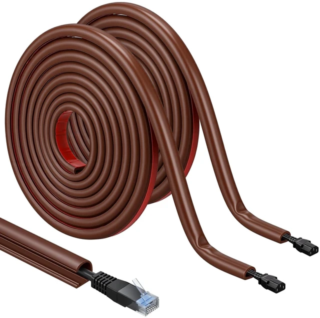Main image of 2 Pcs Silicone Wall Wire Hider Flexible Cord Hider,Brown,Small-10 ft Electric Cord Cover, Self-adhesive, Cable Hider for Wall, Floor, Side Open Wire Covers, for Mounted TV Home Office Management