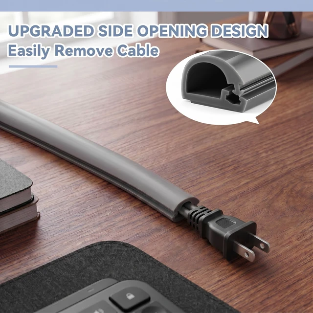 Alt view image 6 of 6 - 2 Pcs Silicone Wall Wire Hider Flexible Cord Hider,Gray,Small-10 ft Electric Cord Cover, Self-adhesive, Cable Hider for Wall, Floor, Side Open Wire Covers, for Mounted TV Home Office Management