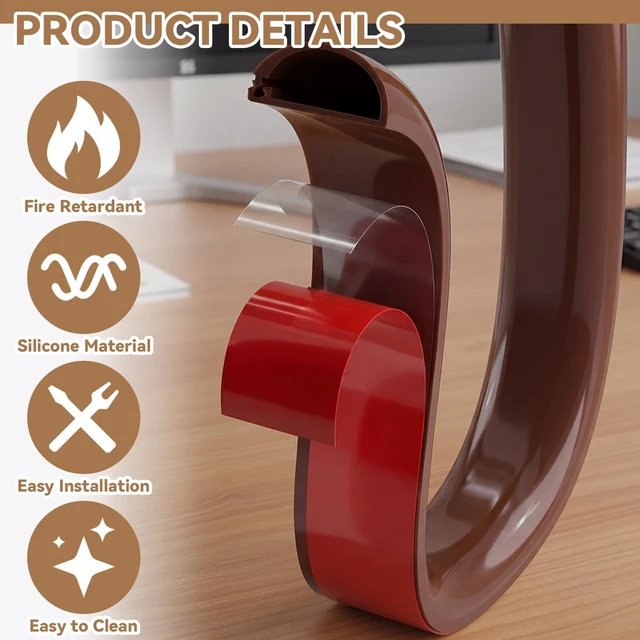 Alt view image 3 of 6 - 2 Pcs Silicone Wall Wire Hider Flexible Cord Hider,Brown,Small-10 ft Electric Cord Cover, Self-adhesive, Cable Hider for Wall, Floor, Side Open Wire Covers, for Mounted TV Home Office Management