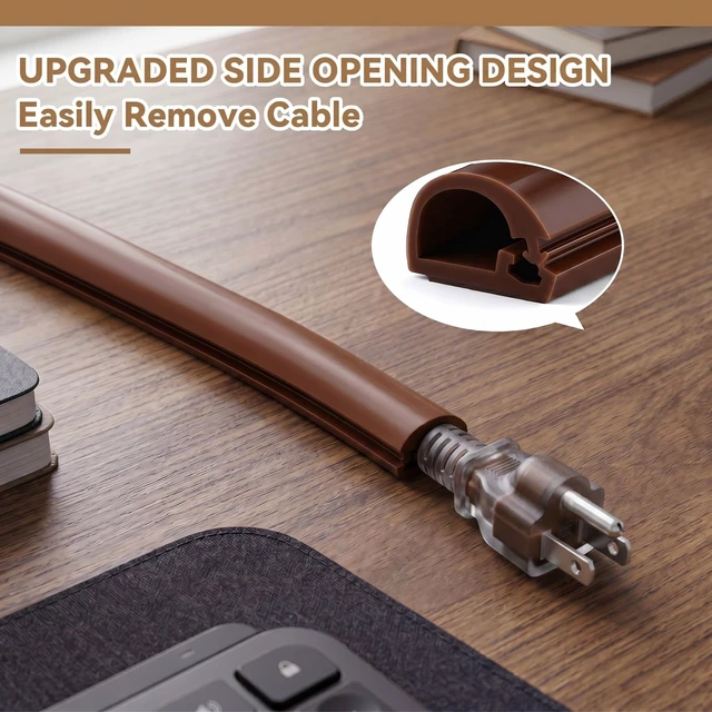 Alt view image 4 of 6 - 2 Pcs Silicone Wall Wire Hider Flexible Cord Hider,Brown,Small-10 ft Electric Cord Cover, Self-adhesive, Cable Hider for Wall, Floor, Side Open Wire Covers, for Mounted TV Home Office Management