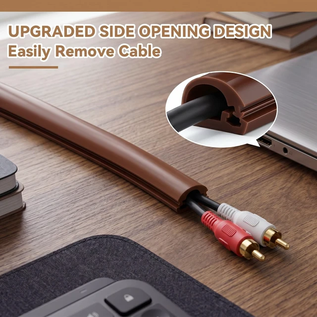 Alt view image 5 of 6 - 2 Pcs Silicone Wall Wire Hider Flexible Cord Hider,Brown,Small-10 ft Electric Cord Cover, Self-adhesive, Cable Hider for Wall, Floor, Side Open Wire Covers, for Mounted TV Home Office Management