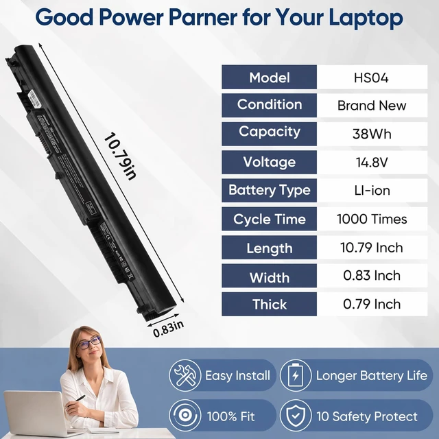 Alt view image 2 of 7 - 807956-001 Laptop Battery for HS04 HS03 807957-001 807612-421 807611-421 HSTNN-LB6U 15-AY039WM 15-AY041WM 15-AY009DX 15-AY052NR TPN-I119 TPN-I120 TPN-I124 240 245 246 250 256 G4/G5