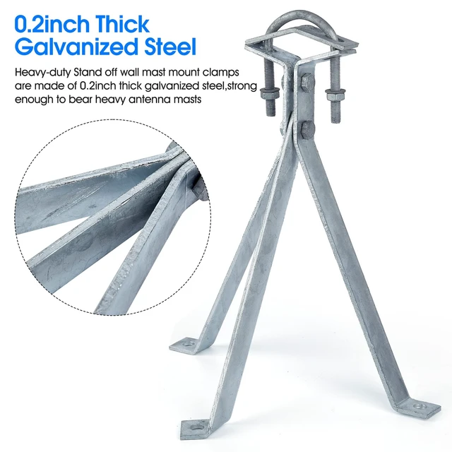 Alt view image 5 of 5 - Heavy-Duty Antenna Wall Mount,Windproof Stand Off Wall Mast Mounting Clamps,1 Pair with Expansion Bolts(1 Pair Mount (3-Leg + 2-Leg), 14 Inch)