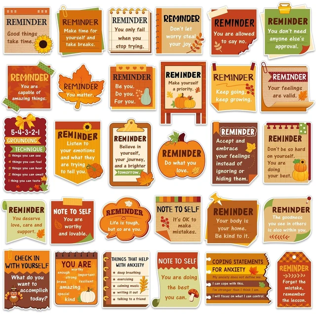 Main image of 300 Pcs Mental Health Stickers Positive Affirmation, Thanksgiving Positive Affirmation Decals for Adults Teens, Bulk Set for Laptop Water Bottle, Self Care Mental Health Reminder Quotes
