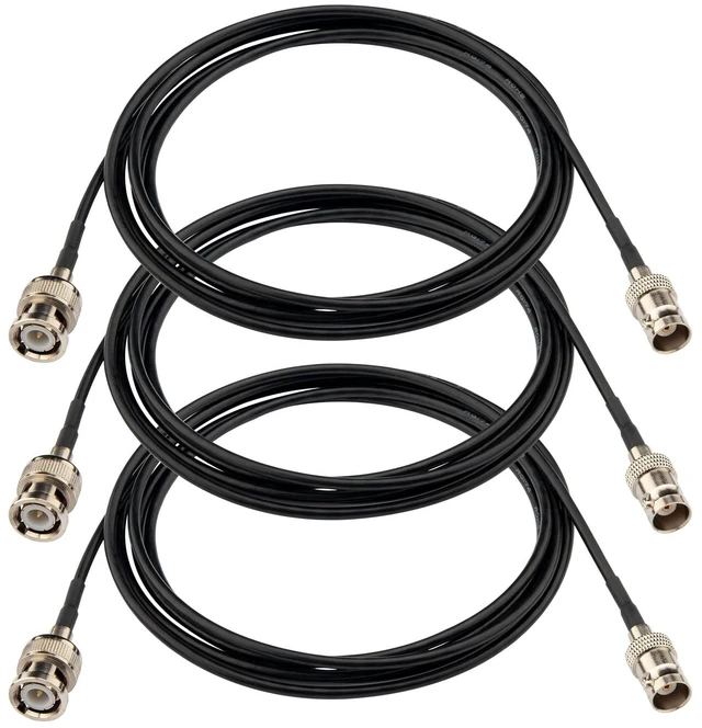 Main image of 3-Pack BNC Male to Female Extension 6ft RG174 50 Ohm For scanner, wireless microphone receiver, broadcast video, camera, ham radio