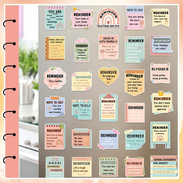 Alt view image 5 of 6 - 300 Pcs Mental Health Stickers Positive Affirmation, Boho Positive Affirmation Decals for Adults Teens, Bulk Set for Laptop Water Bottle, Self Care Mental Health Reminder Quotes