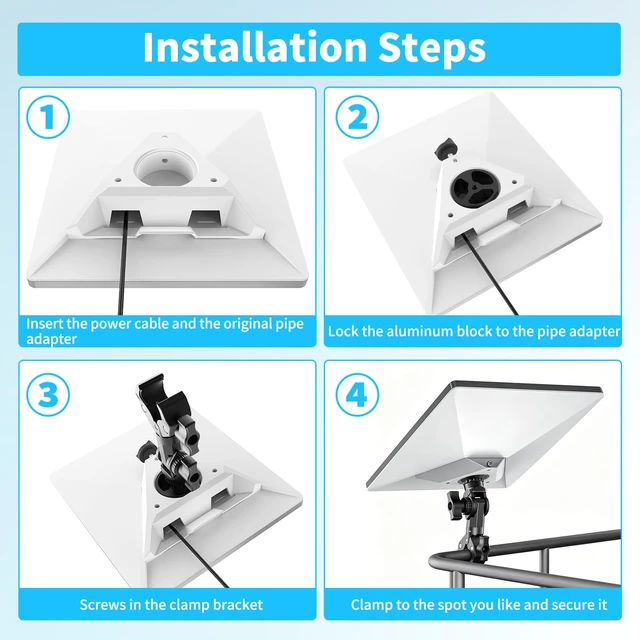 Alt view image 2 of 7 - Starlink Mini Mount 2025/2026, Adjustable Clamp Mount for RV, Pole, Yacht Includes Aluminum Mini Pipe Adapter, 3-Minute Installation, Starlink Mini Accessories for Yacht, Van, Camper, Boat, Outdoors
